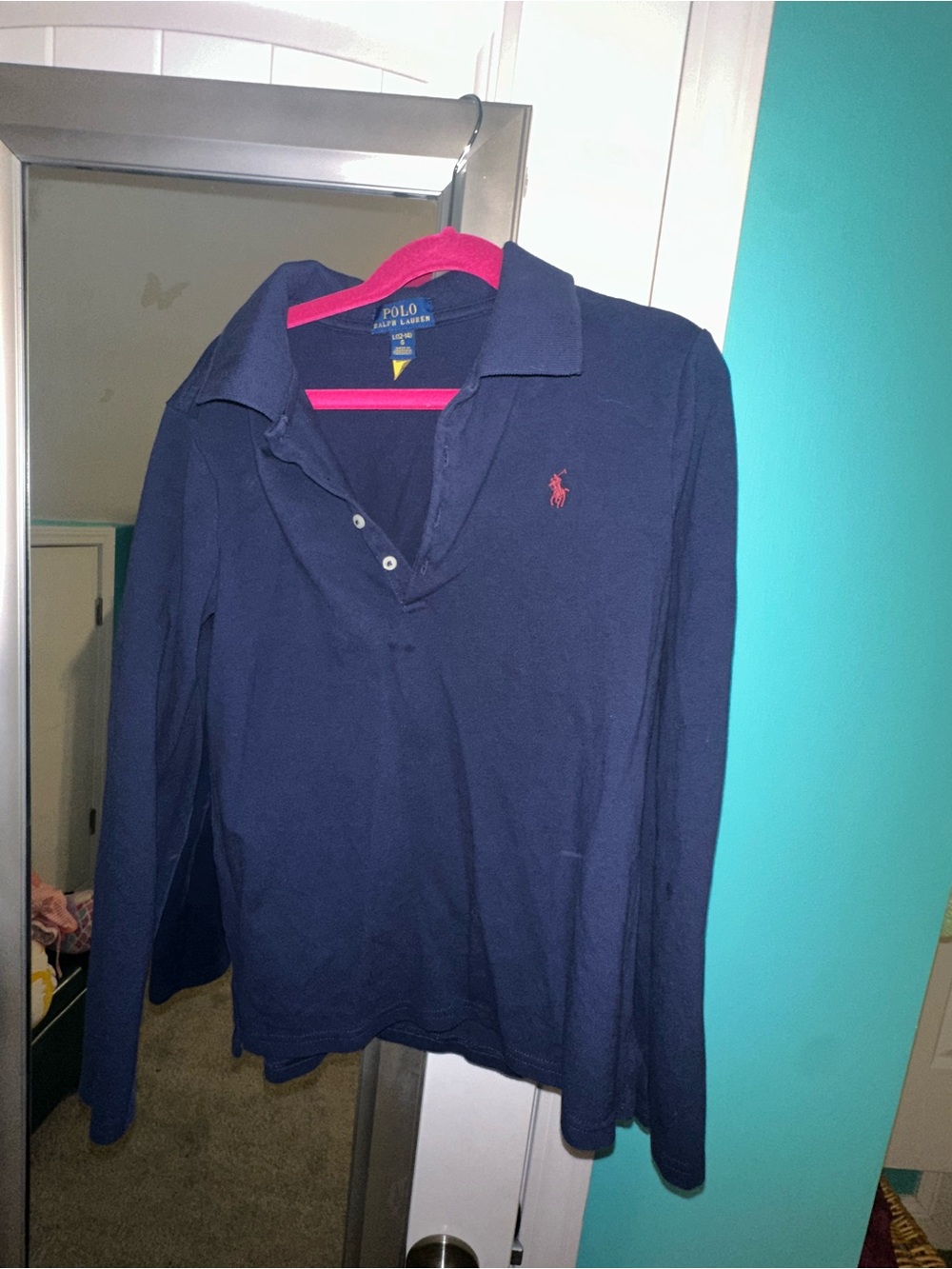 Polo by Ralph Lauren Navy Long-Sleeve Polo with Red Pony